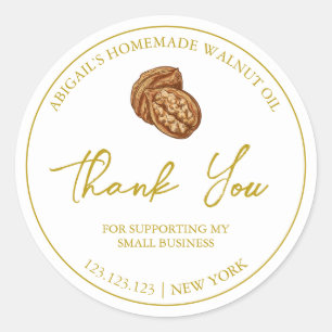Simple Homemade Walnut Oil Thank You Label Runder Aufkleber