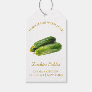 Simple Homemade Zucchini Pickle Hang Tag White Geschenkanhänger
