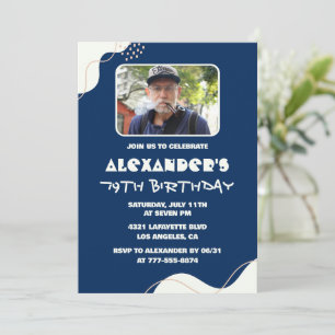 Simple Homme Photo 79e anniversaire invitations