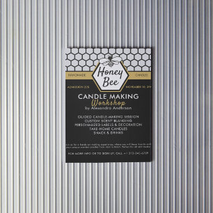 Simple Honey Bee Honeycomb Black Yellow Workshop Flyer