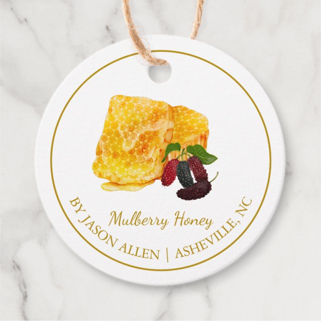 Simple Honeycomb Mulberry Infused Honey Hang Tag Geschenkanhänger (Vorderseite)