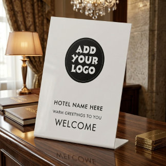 Simple Hotel Welcome Sign Logo & Name Any Color Sockelschild