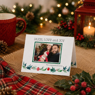 Simple Hugs Liebe and Joy Family Weihnachten Foto Karte