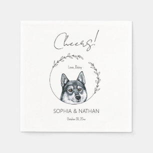 Simple Husky Dog Wedding Cocktail Napkins Serviette