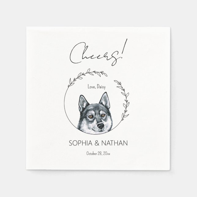 Simple Husky Dog Wedding Cocktail Napkins Serviette (Vorderseite)