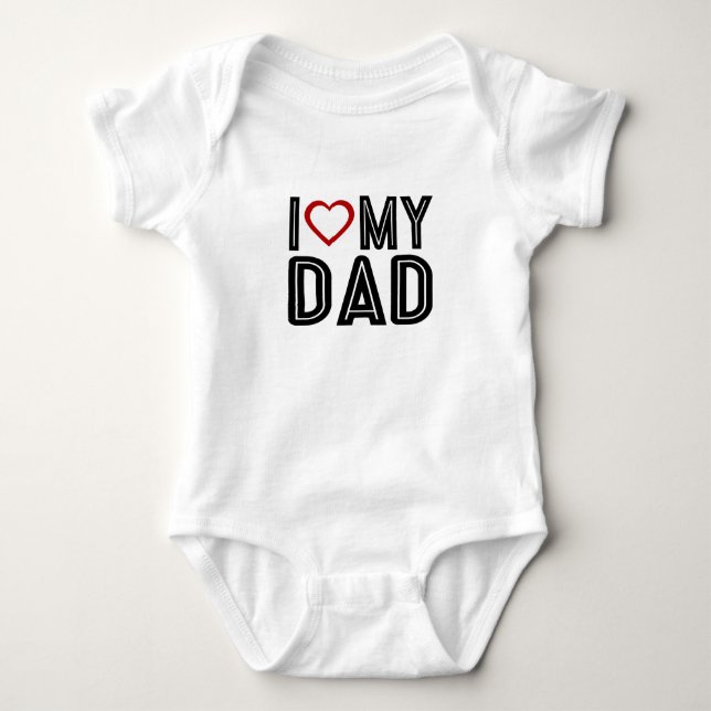 Simple I Heart Liebe Mein Vater Typografie| Kaross Baby Strampler (Vorderseite)