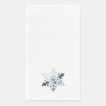 Simple Icy Blue Watercolor Snowflake Monogram