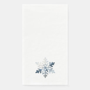 Simple Icy Blue Watercolor Snowflake Monogram Serviette