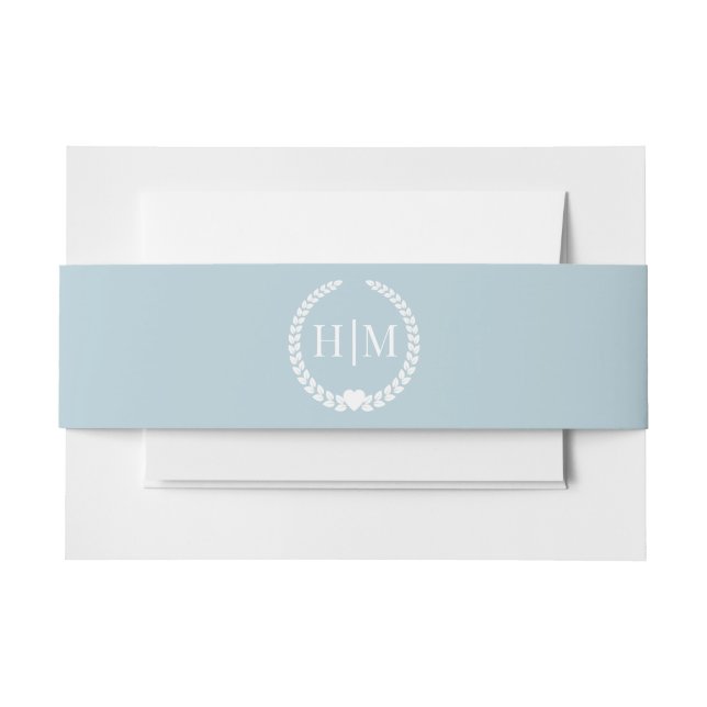 Simple Icy Winter Blue Monogram Einladungsbanderole (Vorderseite Beispiel)