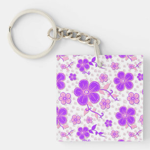 Simple Impression Florale Aquarelle Violet et Rose