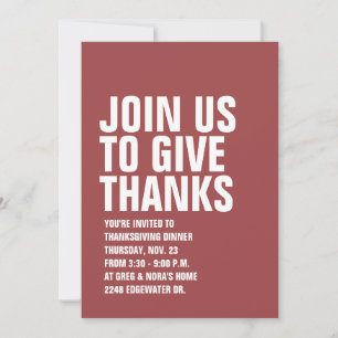 Simple invitation moderne Thanksgiving