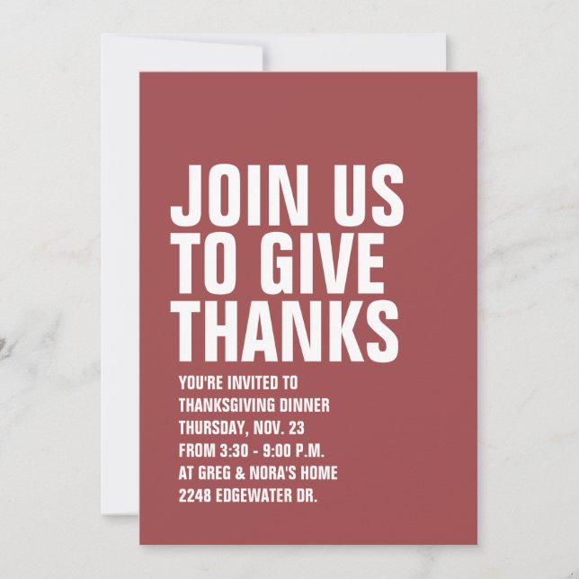 Simple invitation moderne Thanksgiving (Devant)