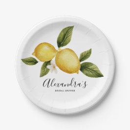 Simple Italia Lemon Calligraphy Brautparty Pappteller