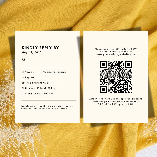 Simple Ivory Meal Choice Wedding RSVP Card (Simple Ivory Meal Choice Wedding RSVP Card)