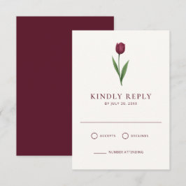 Simple Ivory Minimal Tulip Wedding RSVP Karte