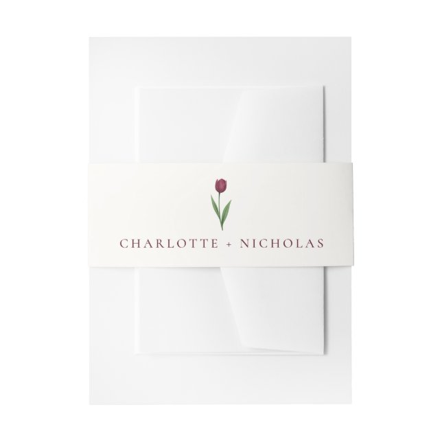 Simple Ivory Minimalist Tulip Wedding Einladungsbanderole (Vorderseite Beispiel)