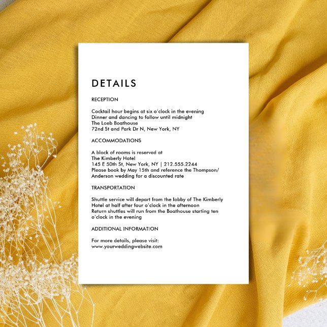 Simple Ivory Wedding Details  Begleitkarte (Simple Ivory Wedding Details Enclosure Card)