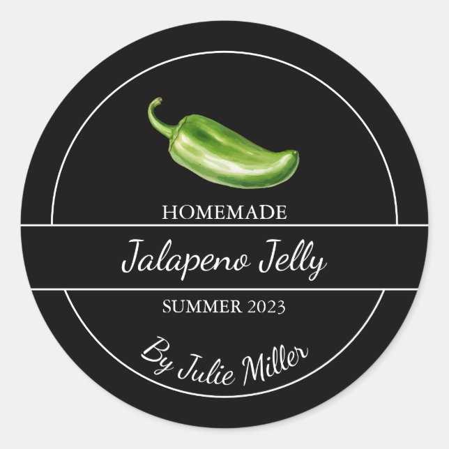 Simple Jalapeno Jelly Étiquette maison Noir (Devant)