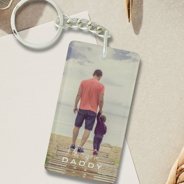 Simple Je t'aime Papa Porte-clés Photo (Simple I Love You Daddy Photo Keychain
)