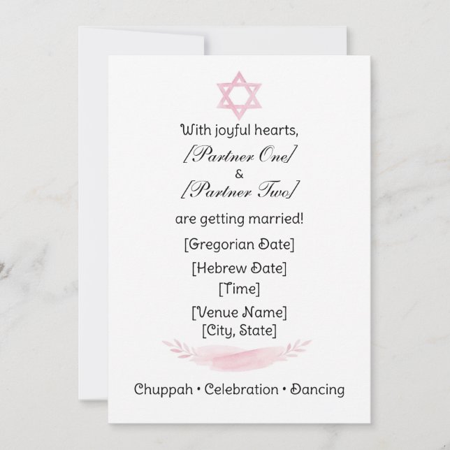 Simple Jewish Star Invitation Einladung (Vorderseite)