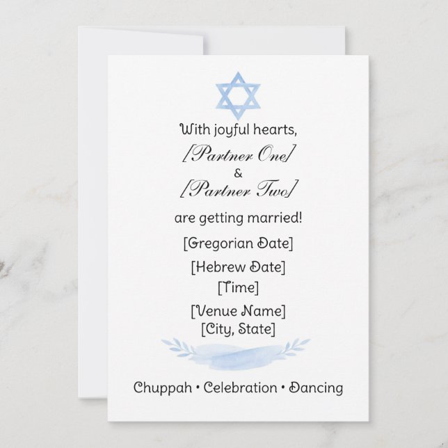 Simple Jewish Star Invitation Einladung (Vorderseite)