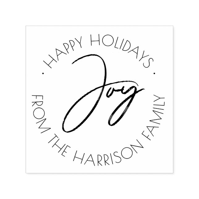 Simple Joy Happy Holidays Family Gruß Permastempel (Design)