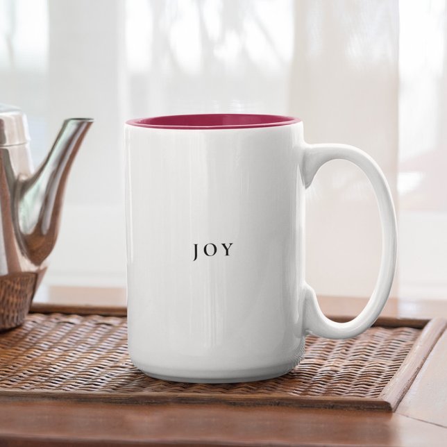 Simple Joy Modern Minimal Typografie Weihnachten Zweifarbige Tasse (Von Creator hochgeladen)