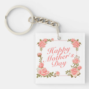 Simple Joyeuse Fête des Mères Floral Porte - clé