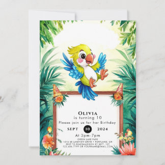 Simple Kids Parrot Geburtstag Einladung