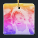 Simple Kids Photo Keepsake Keramikornament<br><div class="desc">Easily diy and customize with your own images this Custom Simple Kids Photo Christmas Rainbow Keepsake Ceramic Ornament. Add any customized photo format: vertical portrait, horizontal landscape, squared shaped. Create your own unique keepsake photo gift for family, kids, grandparents, friends. Design your own holiday decoration, auto decor, vehicle car decor,...</div>