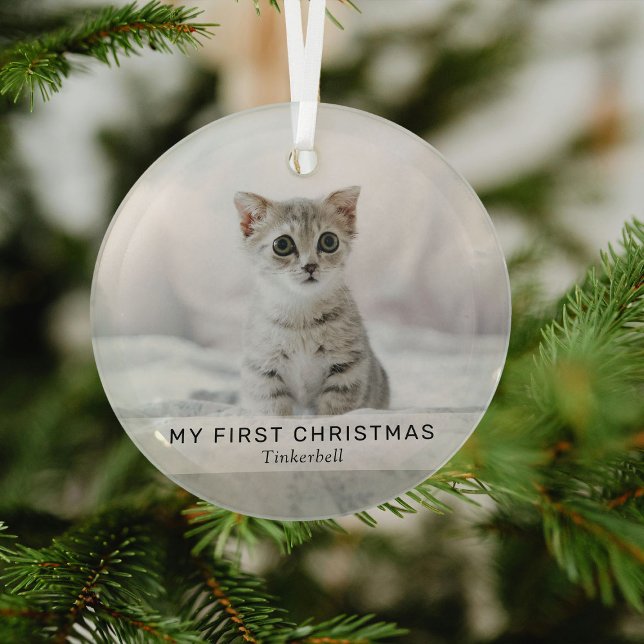 Simple Kitten 'My First Christmas' Foto Keepake Ornament Aus Glas (Von Creator hochgeladen)