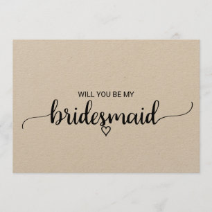 Simple Kraft Calligraphy Bridesmaid Einladung