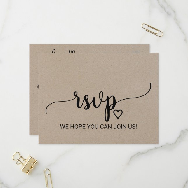 Simple Kraft Calligraphy Song Request UAWG Einladungspostkarte (Vorderseite/Rückseite Beispiel)