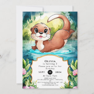 Simple Lake Otter Birthday Einladung