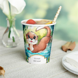 Simple Lake Otter Birthday Pappbecher
