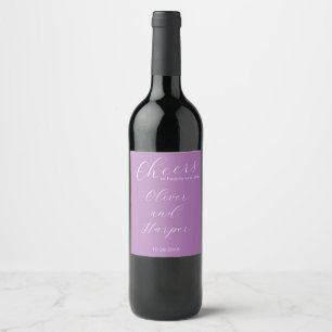 Simple Lavender Elegante Script Wedding Weinetikett