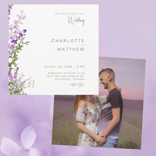 Simple Lavender Foto Square Wedding White (Von Creator hochgeladen)