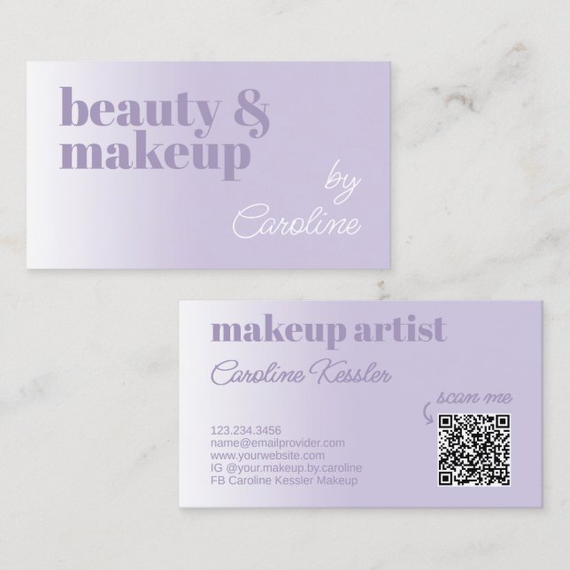 Simple Lavender Lilac Violet White Calligraphy Visitenkarte (Vorne/Hinten)