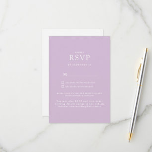 Simple Lavender Website Wedding RSVP Karte