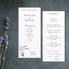 Simple Lavender Wedding Ceremony Program Menükarte