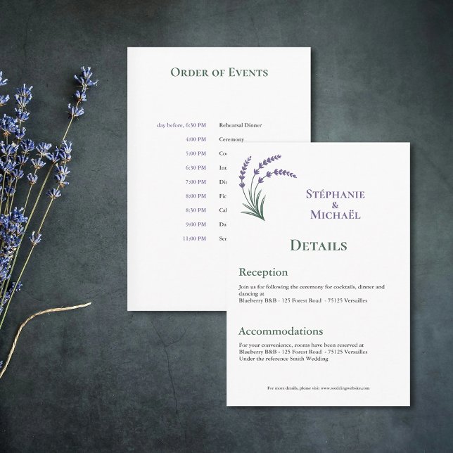 Simple Lavender Wedding Details Enclosure Card Begleitkarte (Simple Lavender Wedding Details Enclosure Card)