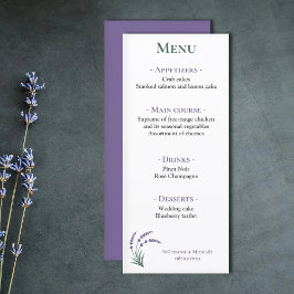 Simple Lavender Wedding Reception Menu Menükarte