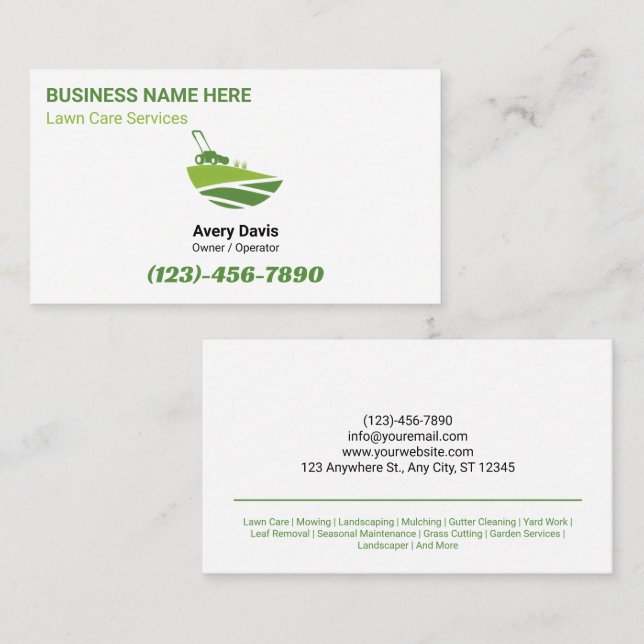 Simple Lawn Care Landscaping Tree Service Logo Visitenkarte (Vorne/Hinten)