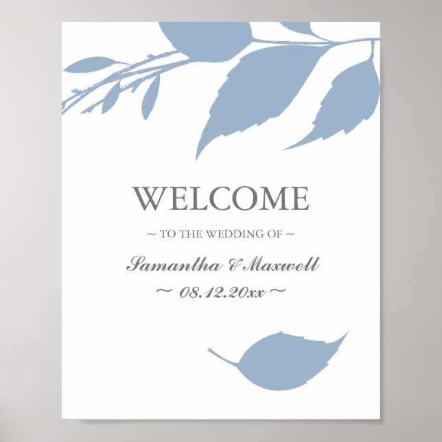 Simple Leaves Wedding Welcome Sign Poster (Vorne)