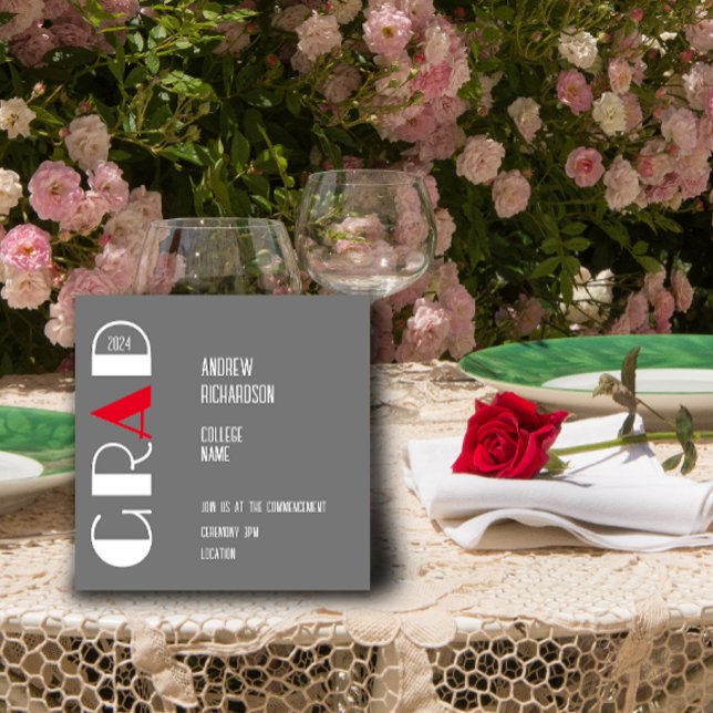 Simple lettre blanche rouge grand collège carte pl (Créateur téléchargé)