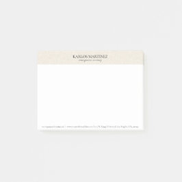 Simple Light Beige Linen Black Typography Post-it Klebezettel