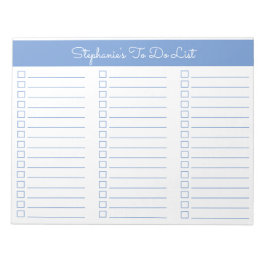 Simple Light Blue 8.5x11 Three Column Checklist Notizblock