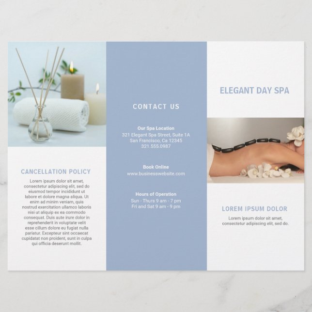Simple Light Blue Elegante Wellness-Center Trifold (Vorderseite)