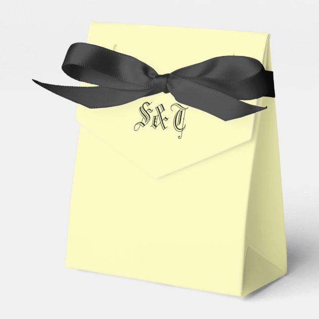 Simple Light Yellow Monogrammed Favor Boxes Geschenkschachtel (Vorderseite)