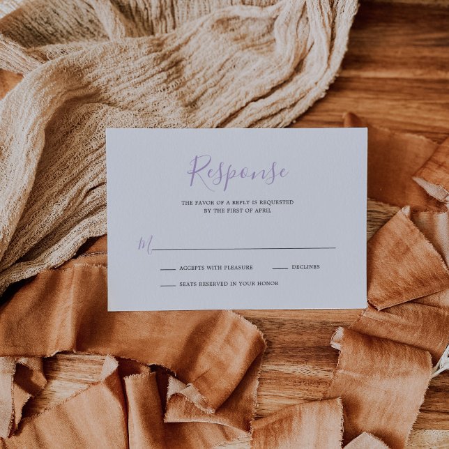 Simple Lilac Elegant Wedding RSVP Karte (Von Creator hochgeladen)